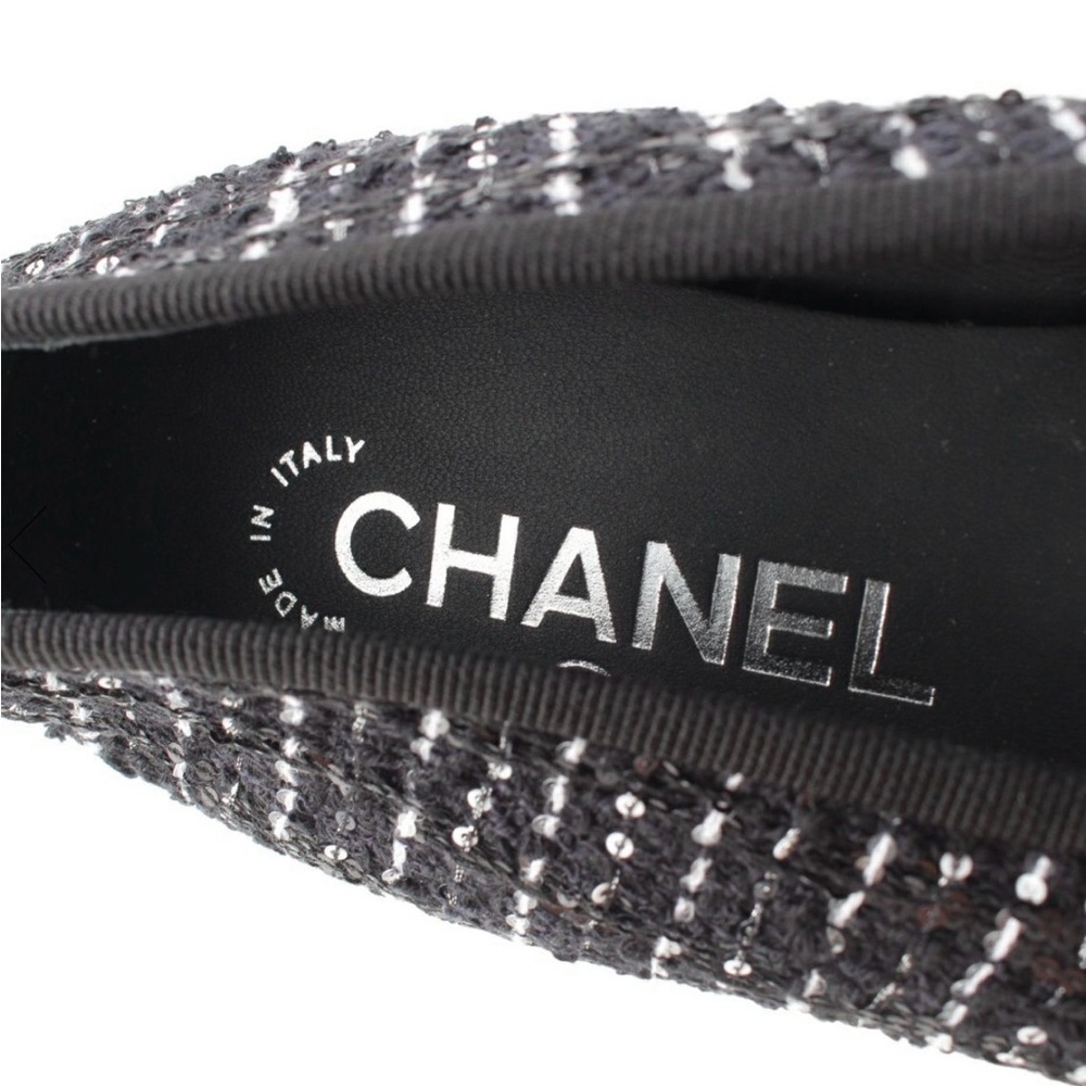 CHANEL New 2025 Interlocking CC Logo Ballet Flats / Size EU 38 / Tweed - Picture 7 of 15